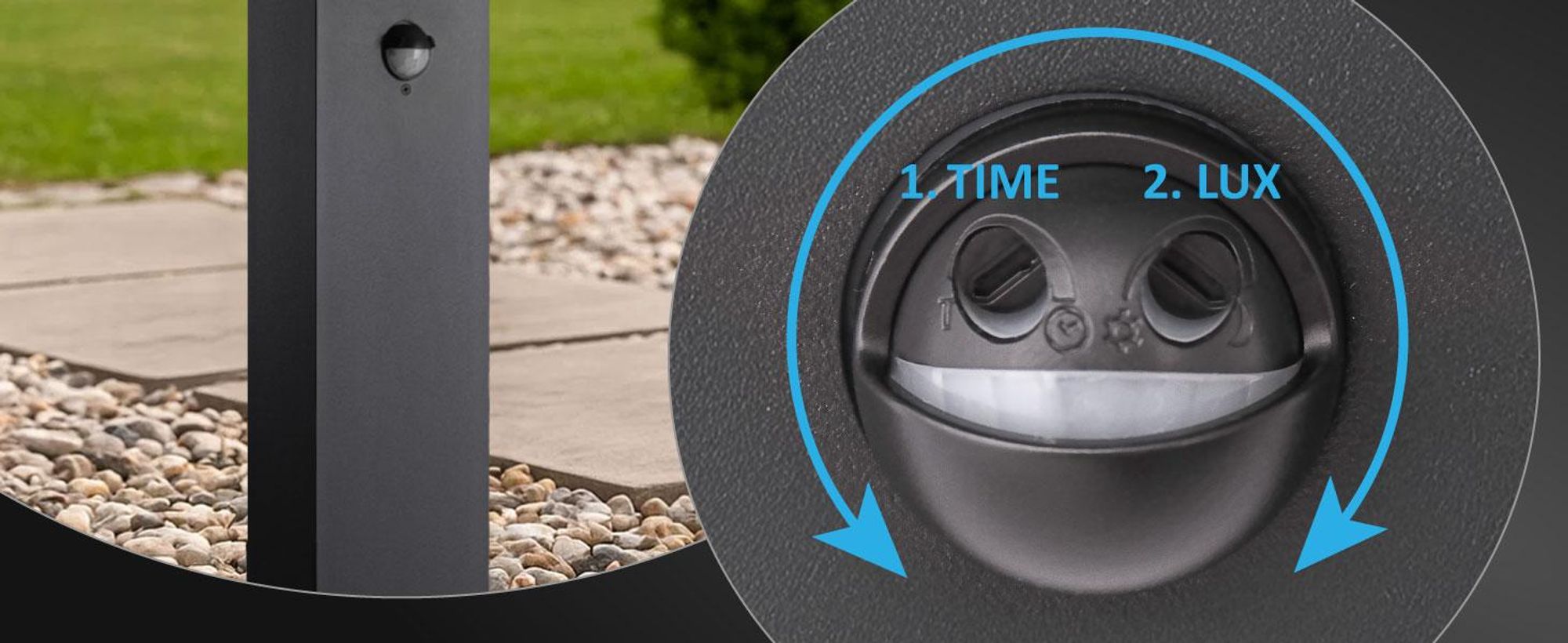 LED Außenstandleuchte EVA mit Bewegungsmelder 12W 1500lm warmweiß 3000K Aluminium Anthrazit IP65 wetterfest für Garten Terrasse Hauseingang