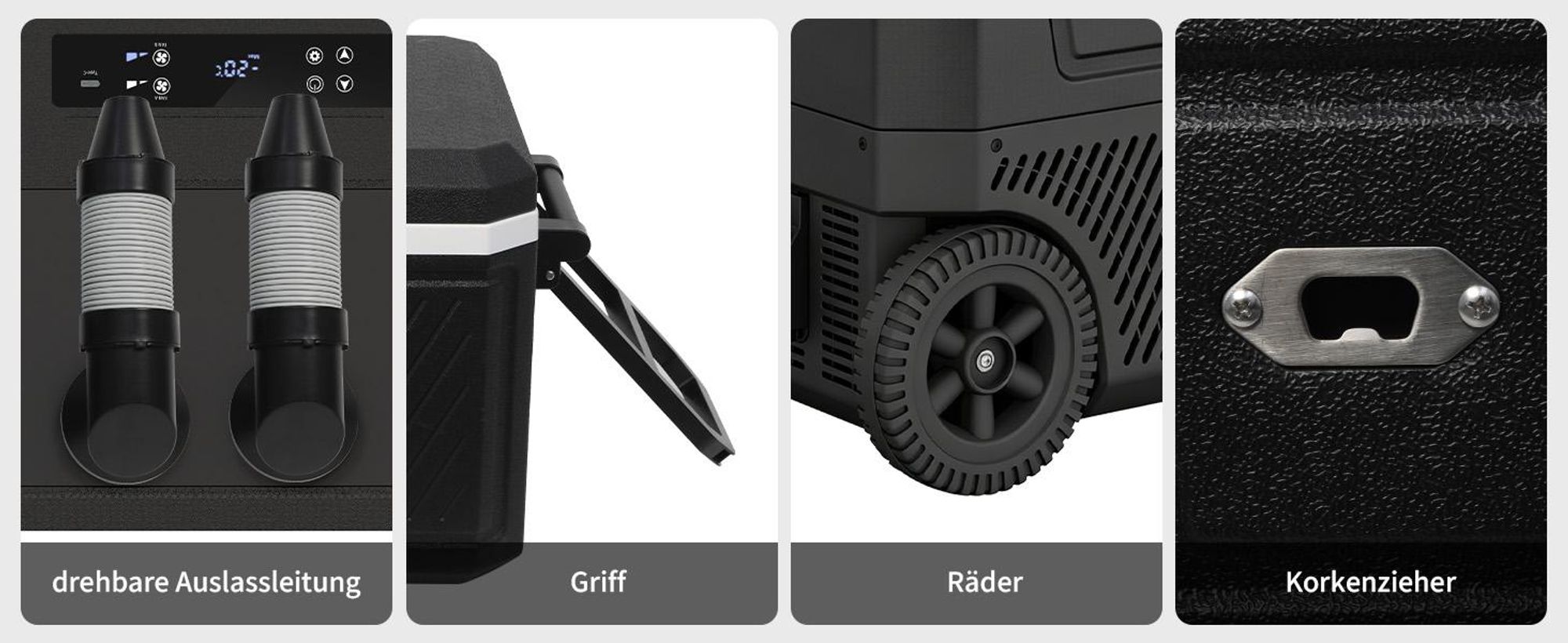 Puluomis Elektische Kompressor Kühlbox 45L, Luftkühler, -20°C bis 20°C, MAX/ECO Modus, <45dB, AC/DC/Batterie – für Camping, Offroad, Wohnmobil schwarz