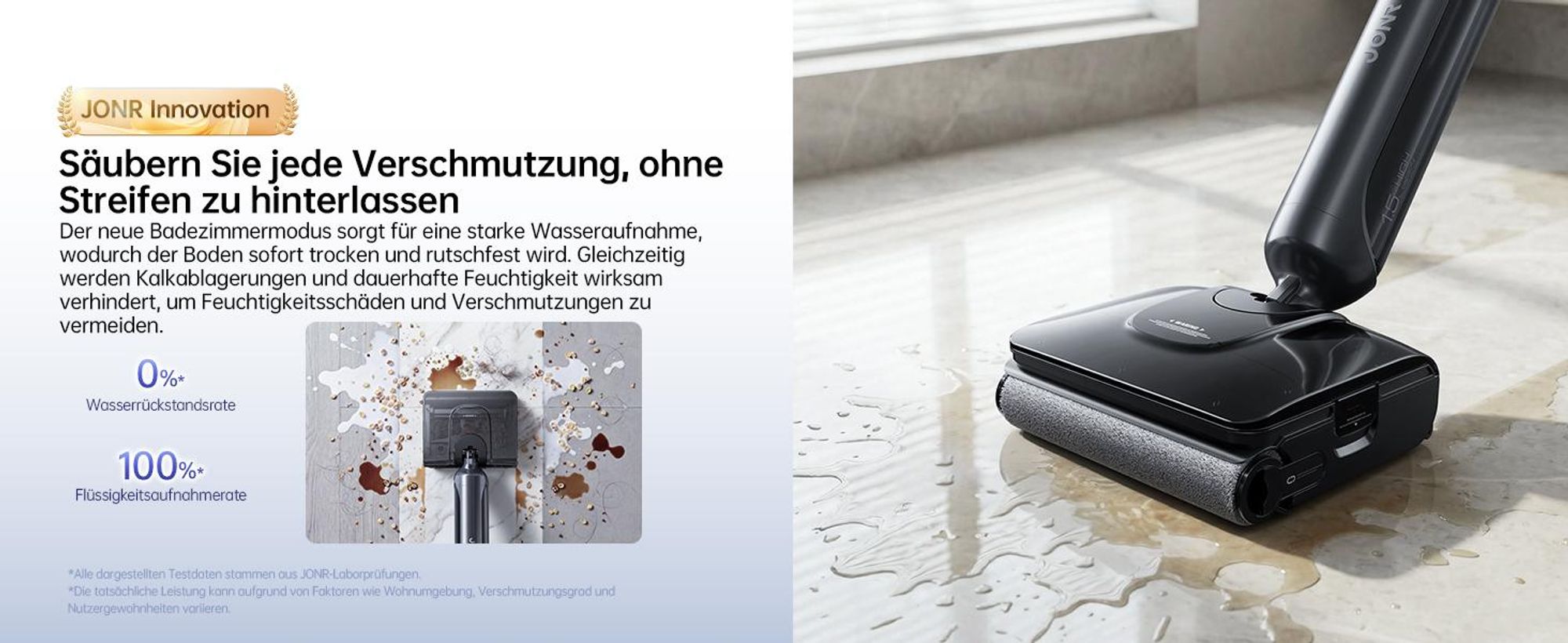 JONR 20000 Pa H2 Nass-Trockensauger, Innovatives Geruchsfreies Design, 20000 Pa, 1500ml Extra großer Wassertank mit 180° Flachliegend