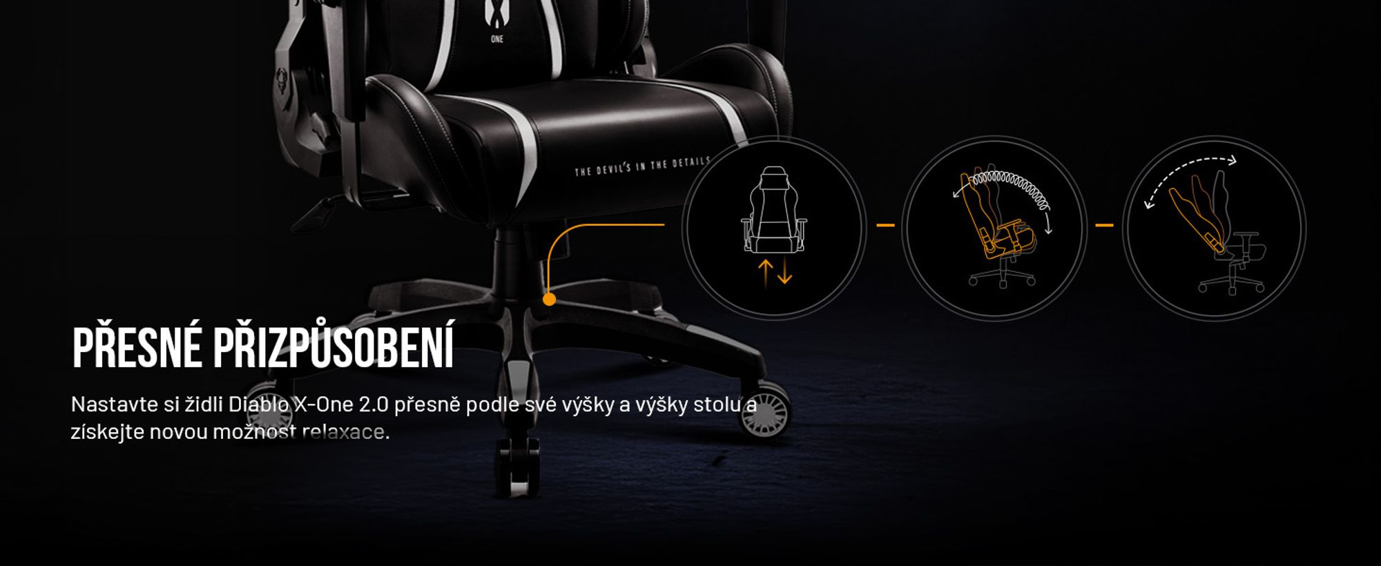 Herní židle Diablo X-One 2.0 Kancelářská židle Nastavitelné područky Ergonomický design krku/bederní polštář, Barva: Černá-Bílá, Velikost: King