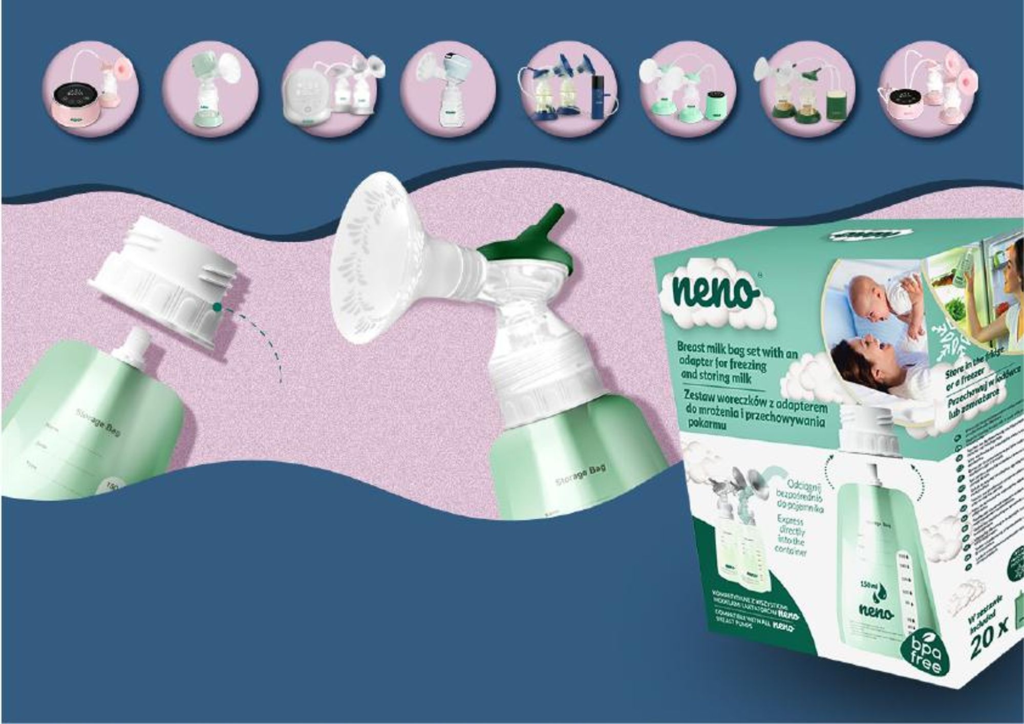 Neno NEN-BAB-BT004, Muttermilch-Aufbewahrungstasche, 150 ml,