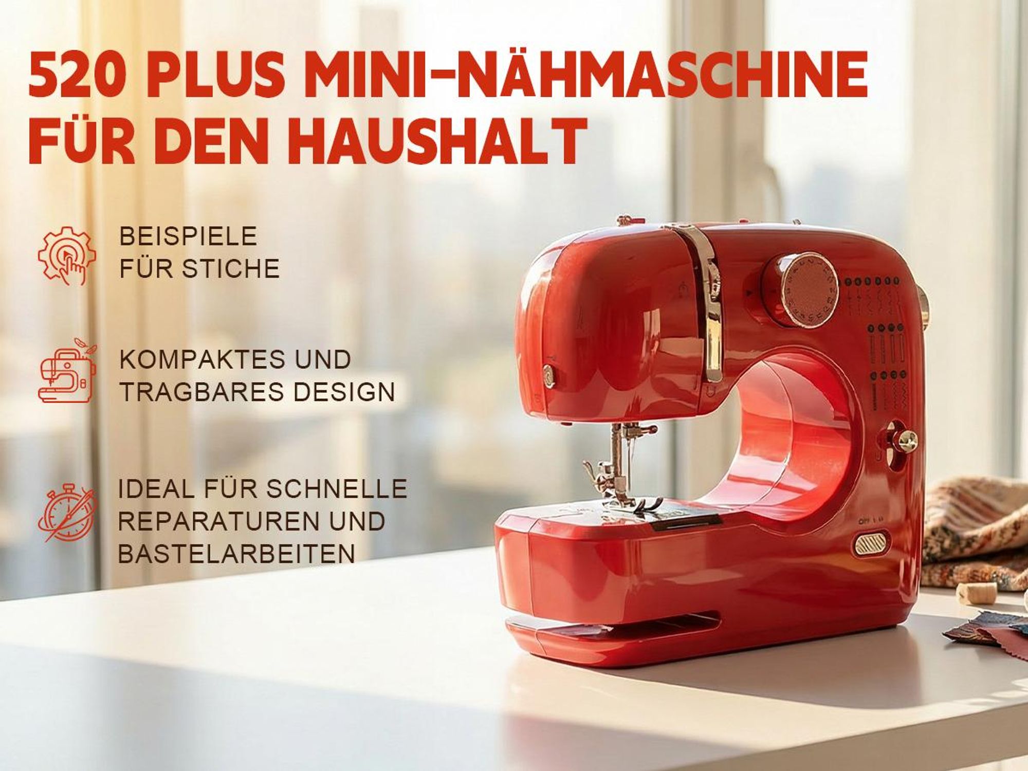 Victool Mini elektrische Nähmaschine Multifunktional,16 Stiche Doppelnadel