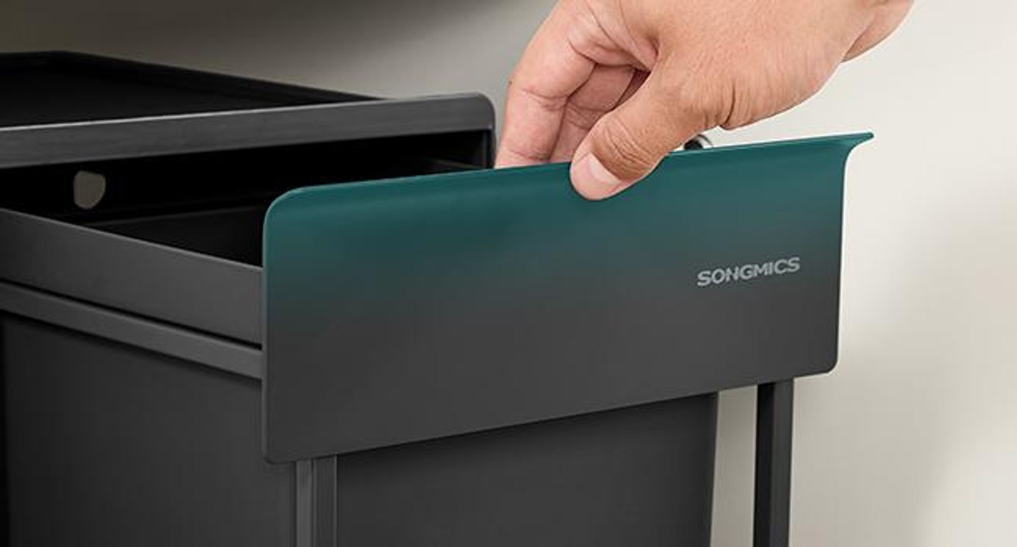 SONGMICS Mülleimer Küche, für Unterschrank, 1 x 20 L, Abfalleimer, ausziehbar, Stahlrahmen, schwarz