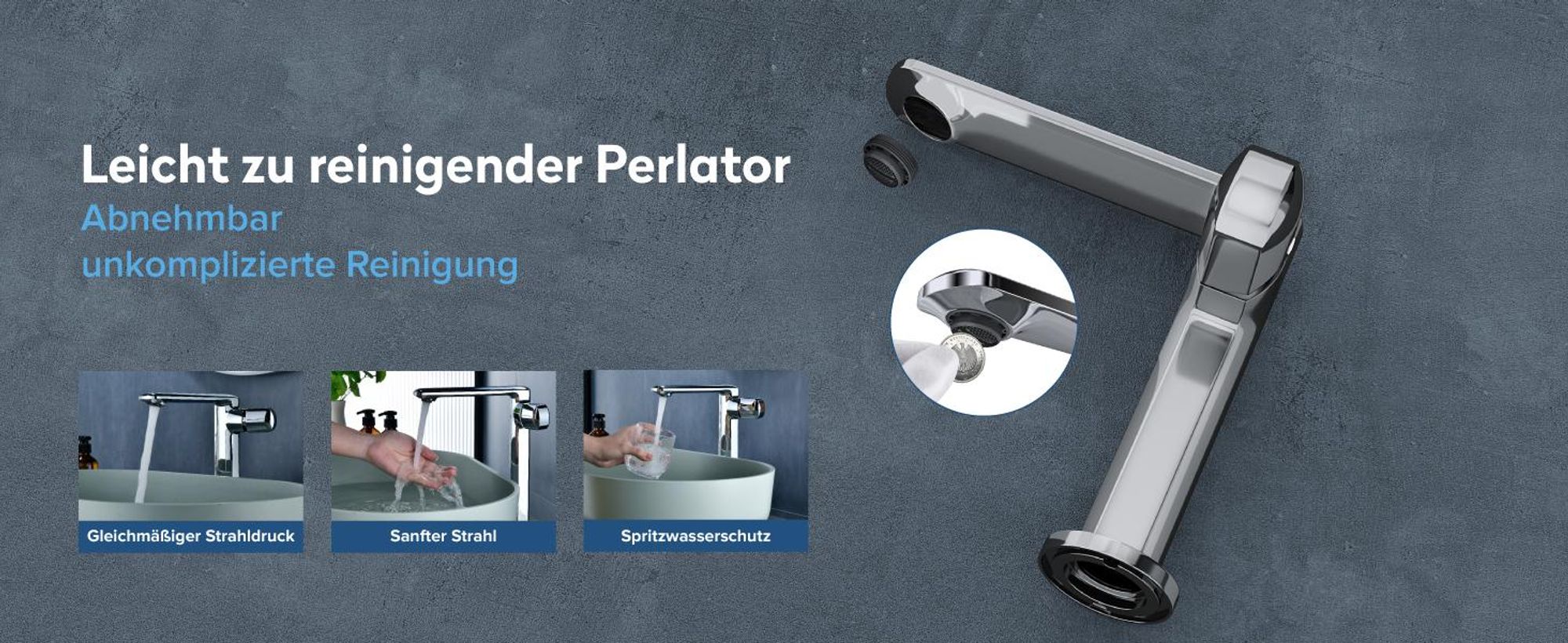doporro Wasserhahn Bad Waschtischarmatur mit Auslaufhöhe 156mm Vollmessing-Körper Mischbatterie für Waschbecken Armaturen Badarmatur Silber 1180