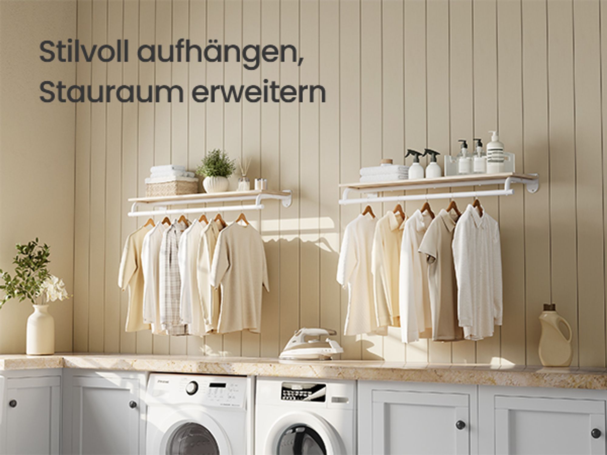 SONGMICS Wandgarderobe, Garderobe, Gesamtbelastbarkeit 60 kg, 28 x 109 x 13,2 cm
