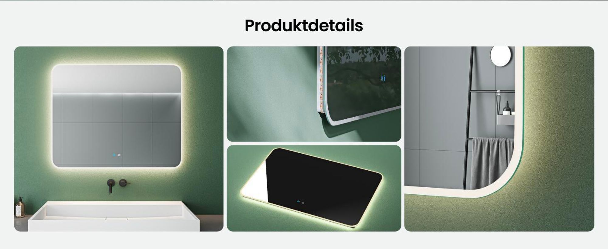 Mai & Mai Wandspiegel Badezimmer Spiegel LED 140x70cm LED Bad-Spiegel mit Touchschalter, Beschlagfrei durch Antifog-Schicht nova-02