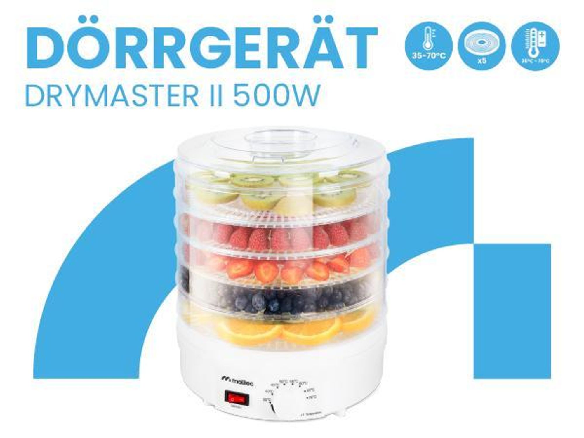Dörrautomat Dörrgerät für Obst Gemüse Pilze 5 Etagen Dehydrator Lebensmitteltrockner