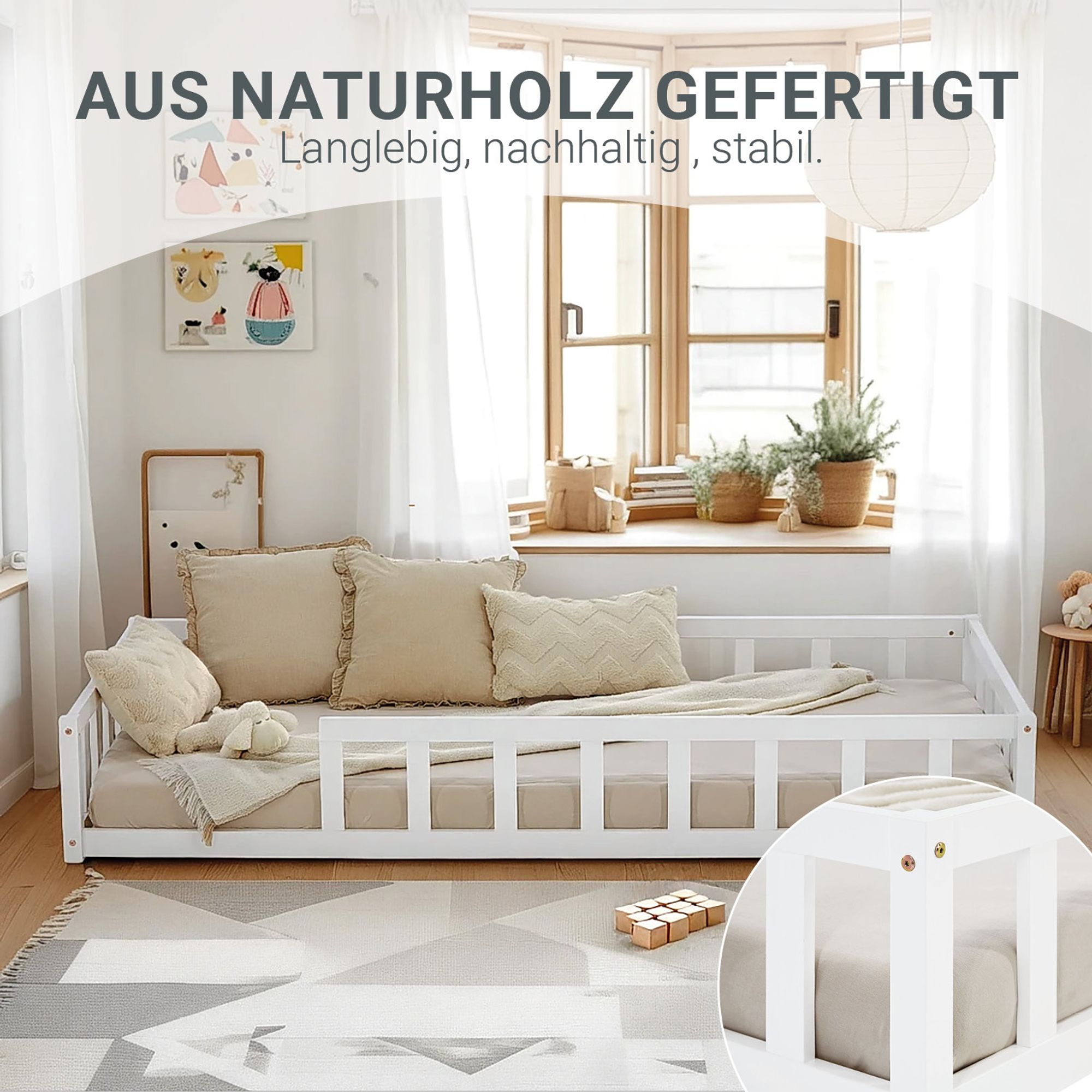 Kinderbett 90x200 cm in weiß