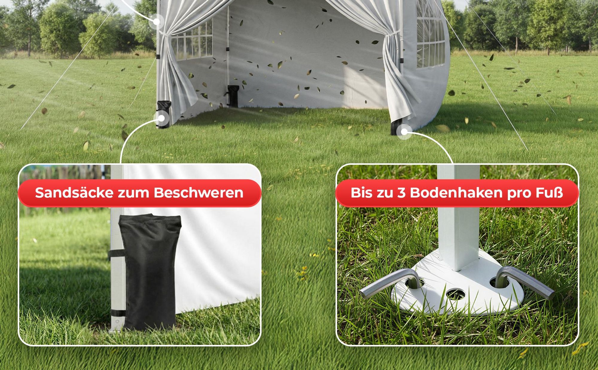 Pavillon Partyzelt 3x3 m ONBEST Patentierter Quick-Up Aufbau in 1min | Wasserdicht | faltbar | mit Sandsäcke | Trolley UV50+