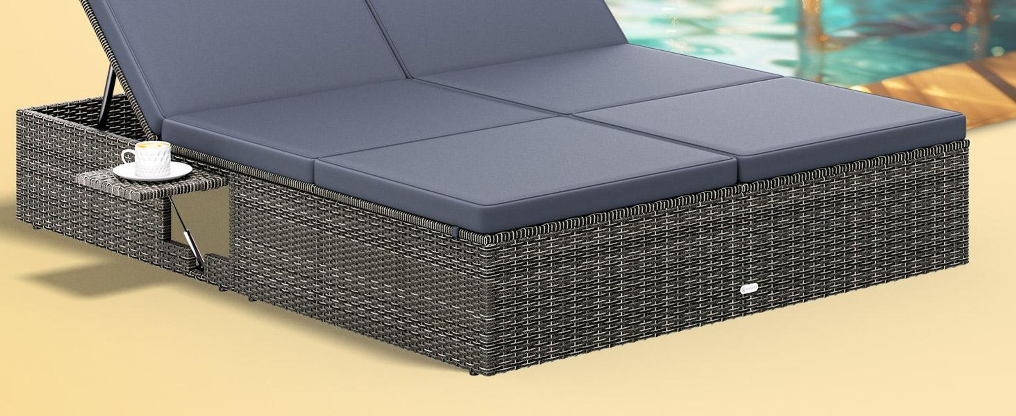CASARIA Sonnenliege Polyrattan 2 Personen