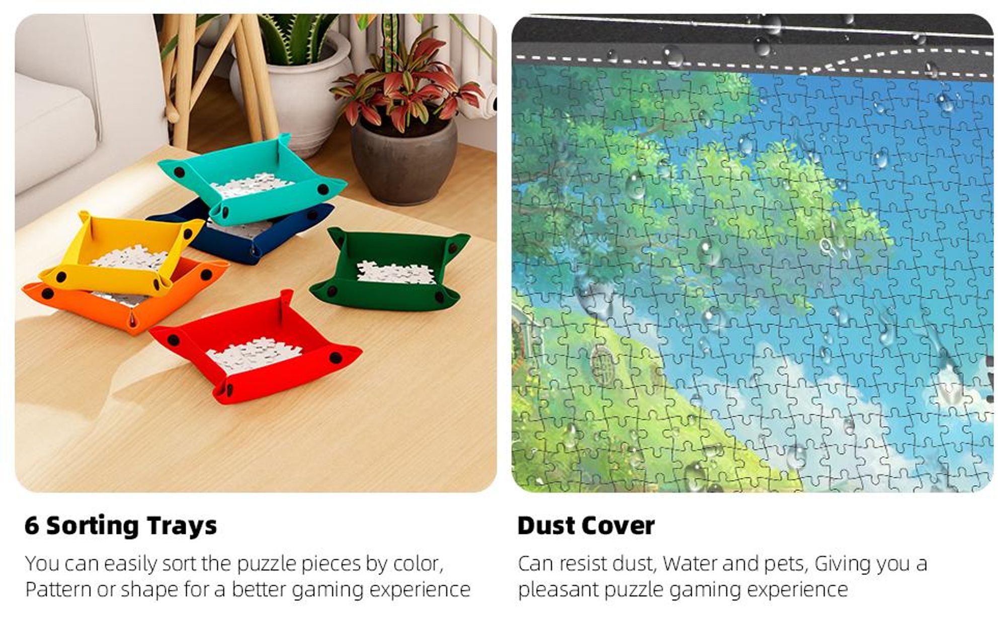 Puzzlebrett, Puzzlematte, Puzzletisch, Puzzle Plattform, Puzzle Board für 1000 Teile, Puzzleaufbewahrung mit Wasserdichter & Staubdichter Abdeckung