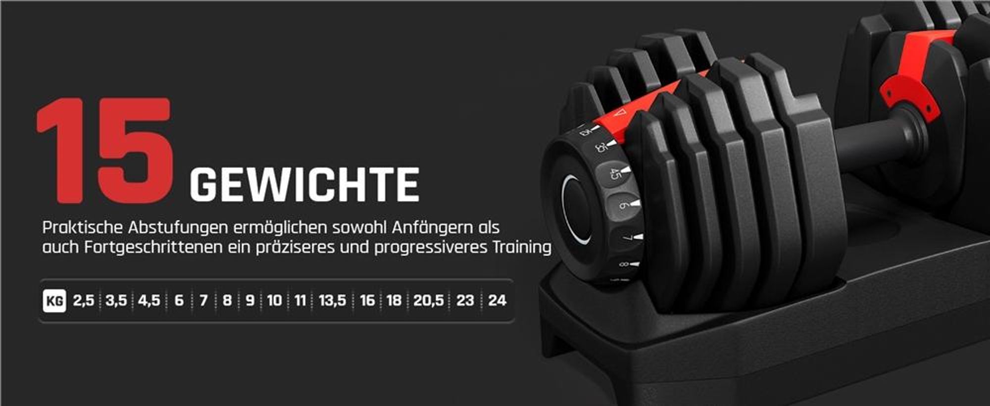 Yaheetech 2er Set verstellbare Kurzhantel 2,5–24 kg, Schnelleinstellung Hantel, platzsparend, Schwarz & Rot