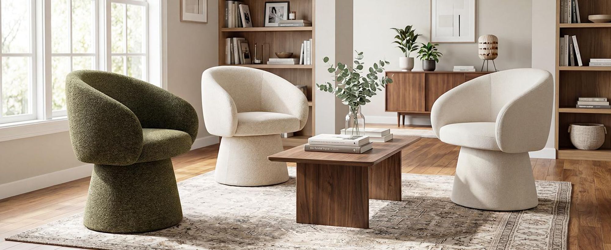 Duhome Sessel Wohnzimmer Beige Drehstuhl aus Leinen Loungesessel Design Modern Polsterstuhl für Schlafzimmer Esszimmer Büro