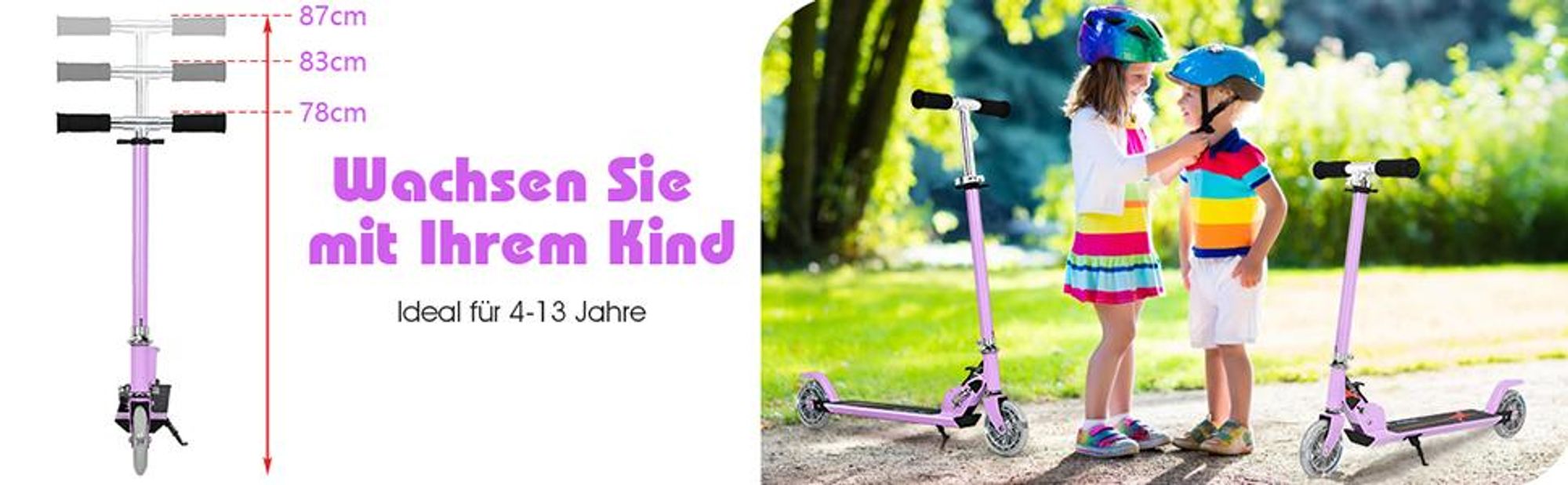 COSTWAY Kinder Roller mit LED Rädern, Cityroller höhenverstellbar, Kinder Scooter für Kinder ab 4+, Kinder Kickscooter, Tretroller für Junge & Mädchen