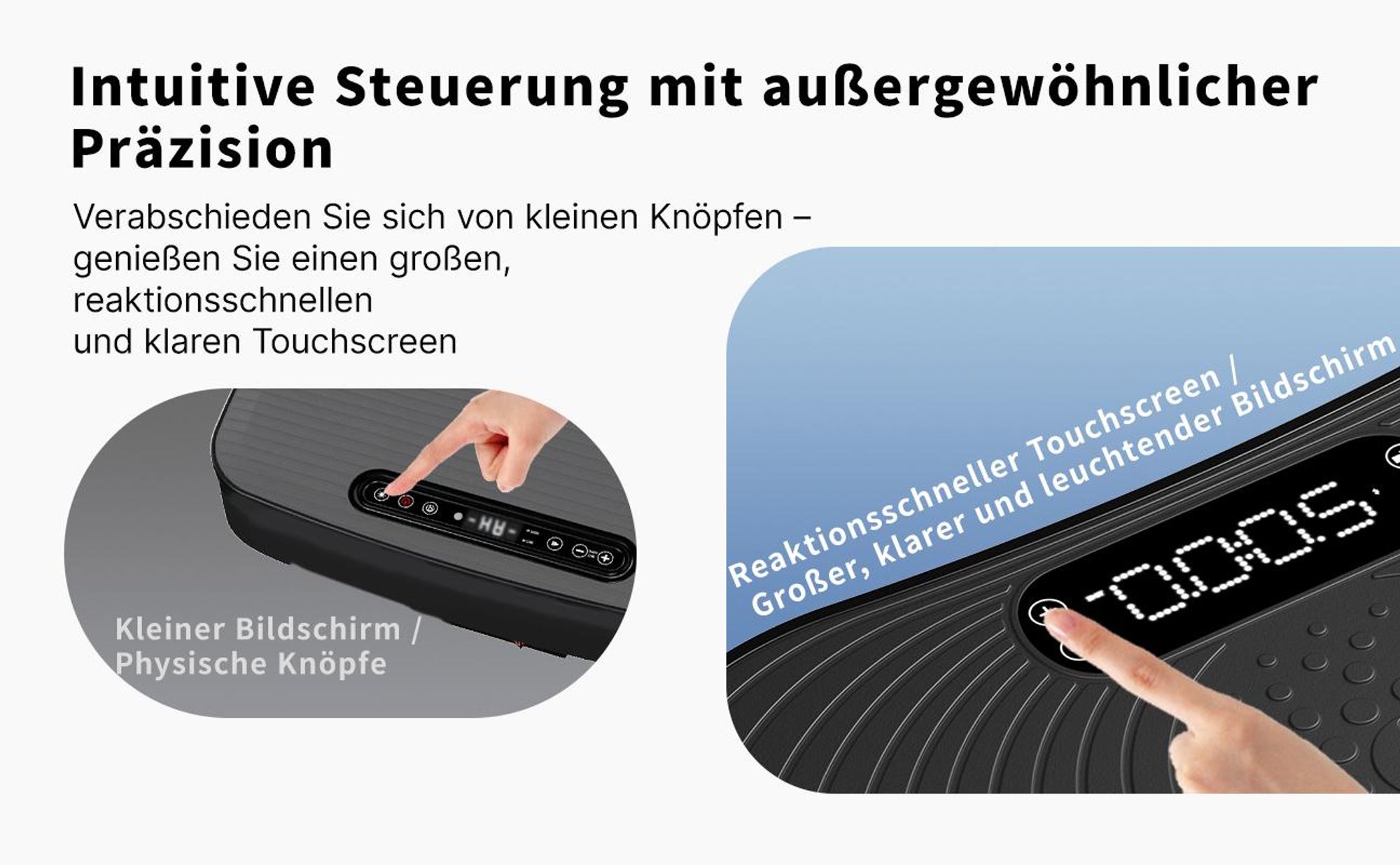 Vibrationsplatte, leise und Kompakte Vibrationsplatte mit LED-Display, mit Fernbedienung, für Ganzkörpertraining zu Hause, bis 158 kg