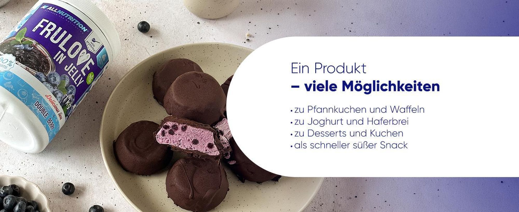 ALLNUTRITION Frulove In Jelly Double Berry 1000g Blaubeermarmelade bis zu 80 % Beerenfrüchte