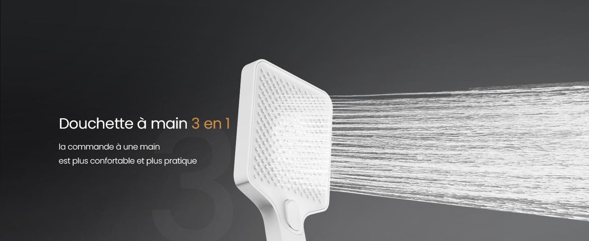 EMKE Système de douche avec thermostat tablette en verre douchette 3 jets douche à effet pluie, robinetterie de salle de bains & douche, douche à effet pluie, KTW, blanc - F09
