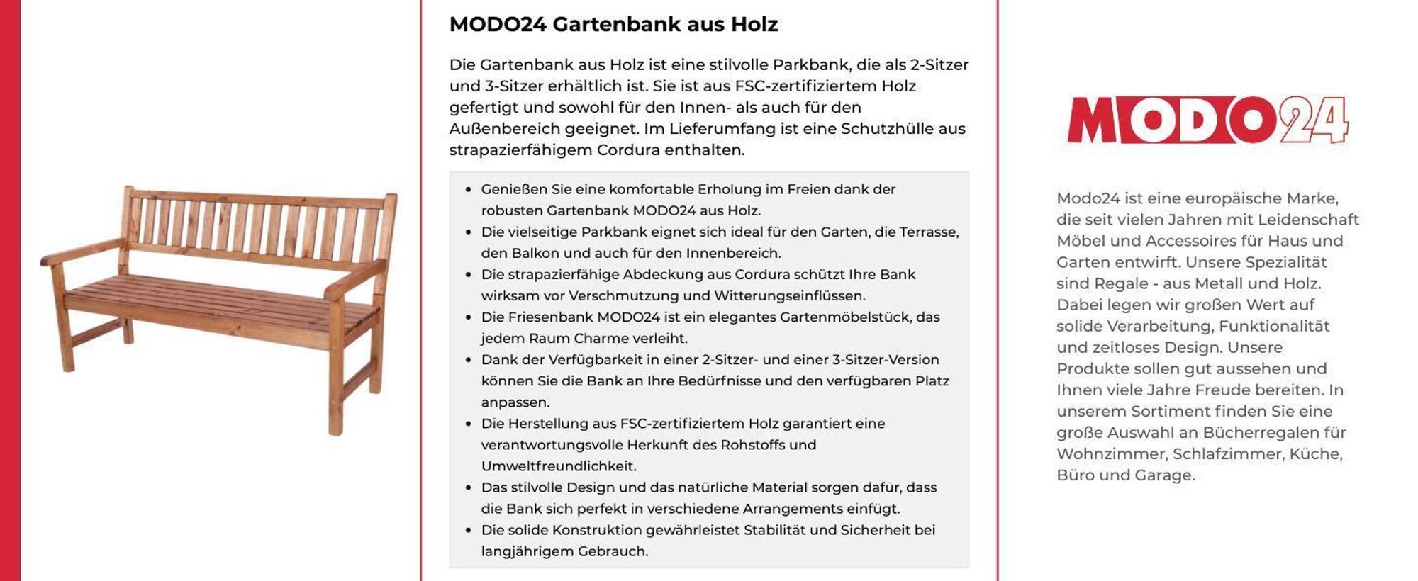 MODO24 Gartenbank Holz, 3-Sitzer, Friesenbank, Parkbank, Sitzbank, Massivholz, 90x154x70 cm, Grau Imprägniert, MIRA