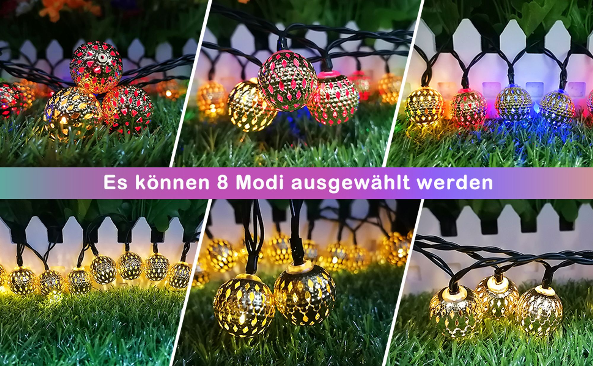 Solar Lichterkette Aussen 50LED 7m Lichterkette Außen/Innen,8 Modi Wasserdicht Outdoor Lichterkette für Balkon,Garten,Bäume,Hochzeiten,Partys,Terrass