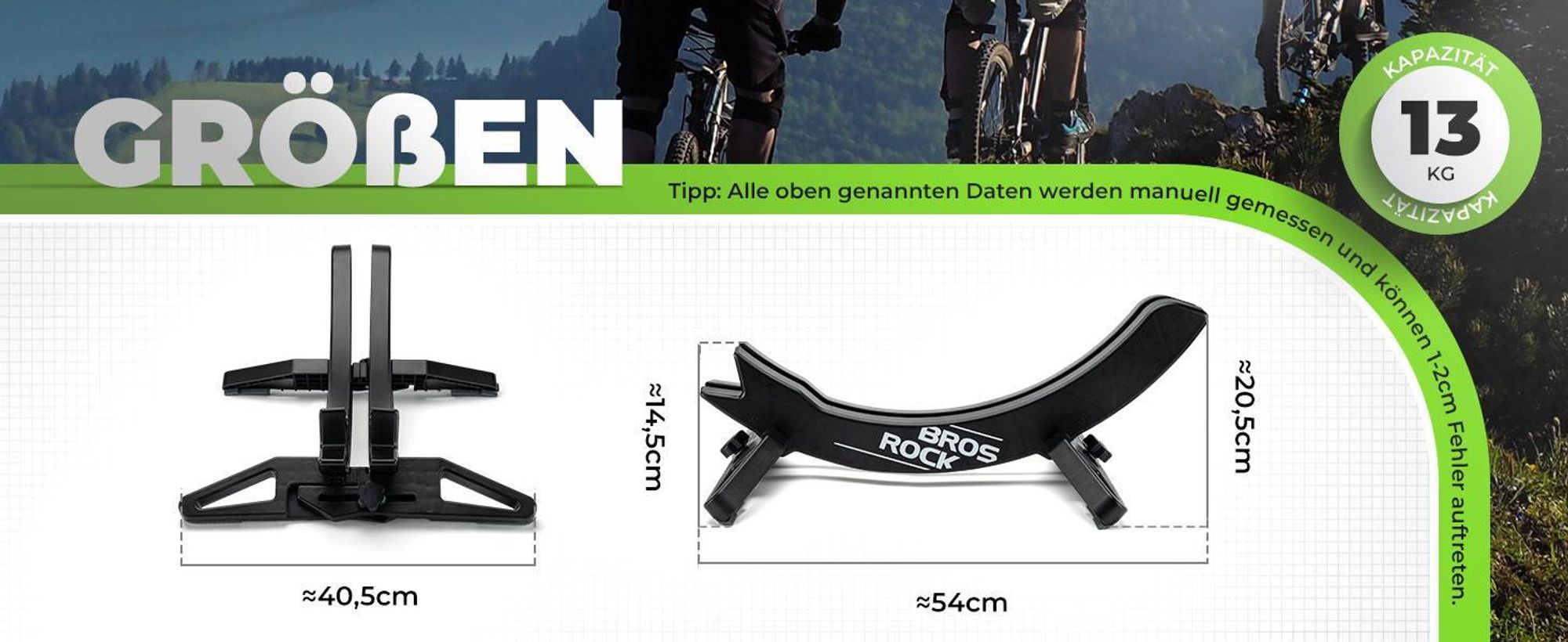 ROCKBROS Fahrrad Ständer Zentrierständer für alle 2,6-8cm breiten Laufräder, Hinterradständer Grün