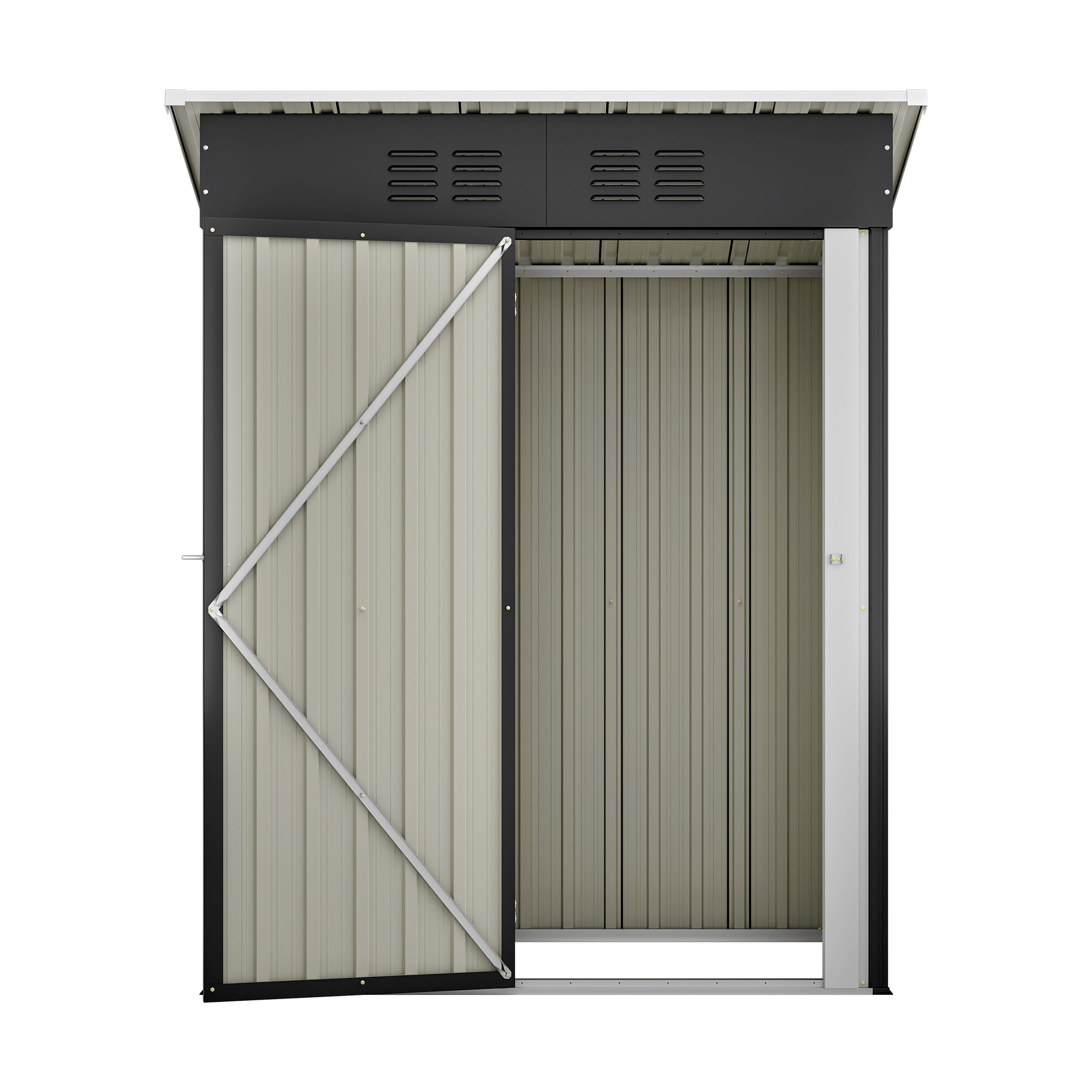 Metall Geräteschuppen Gerätehaus XL mit Pultdach Schuppen 1m² Anthrazit Metall-Geräteschuppen Lagerschuppen im Freien mit Handschuhe