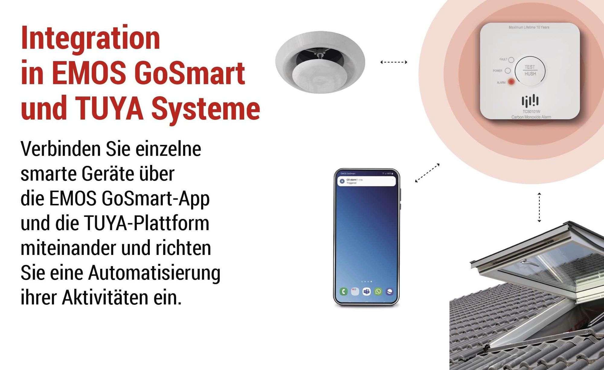 EMOS GoSmart - Smart Home CO-Melder - WiFi, optischer und 85dB Alarm, batteriebetrieben, Wandmontage, 10 Jahre Lebensdauer, inkl. Batterie , P56400S