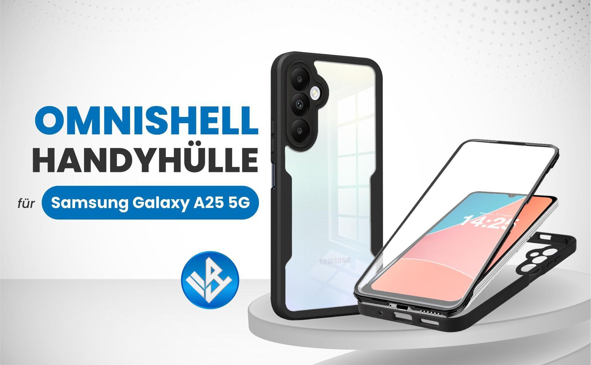 Schwarze 360 Grad Hülle für Samsung Galaxy A25 5G mit Kameraschutz