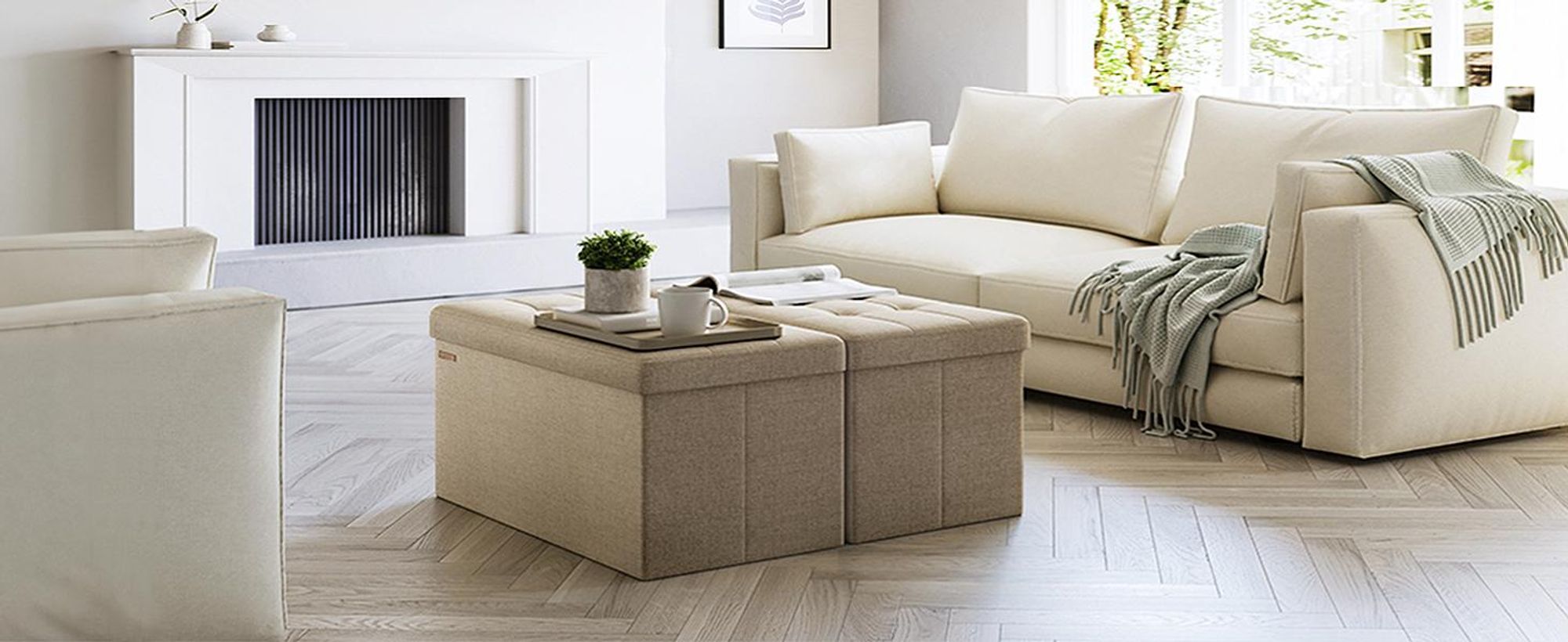 SONGMICS 110 cm Sitzbank mit Stauraum, klappbare Sitztruhe, Fußbank, helltaupe