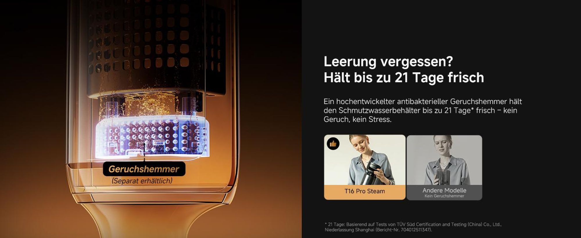 Dreame T16 Pro Steam Nass-und Trockensauger,30kPa Saugleistung Akku-Staubsauger,9,85cm ultraschlank,200℃ Dampf,90℃ Heißwasser,Selbstreinigend,LED,Gold