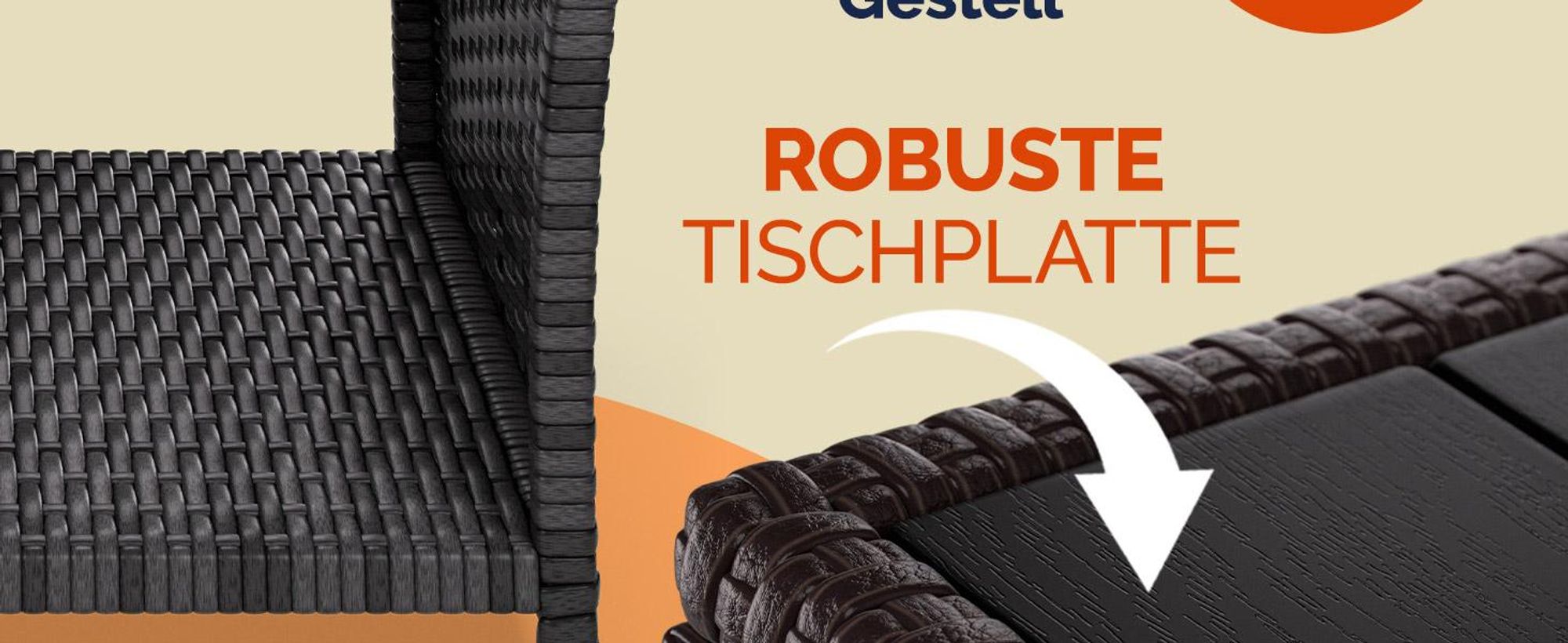 CASARIA® Polyrattan Beistelltisch mit WPC Tischplatte Grau