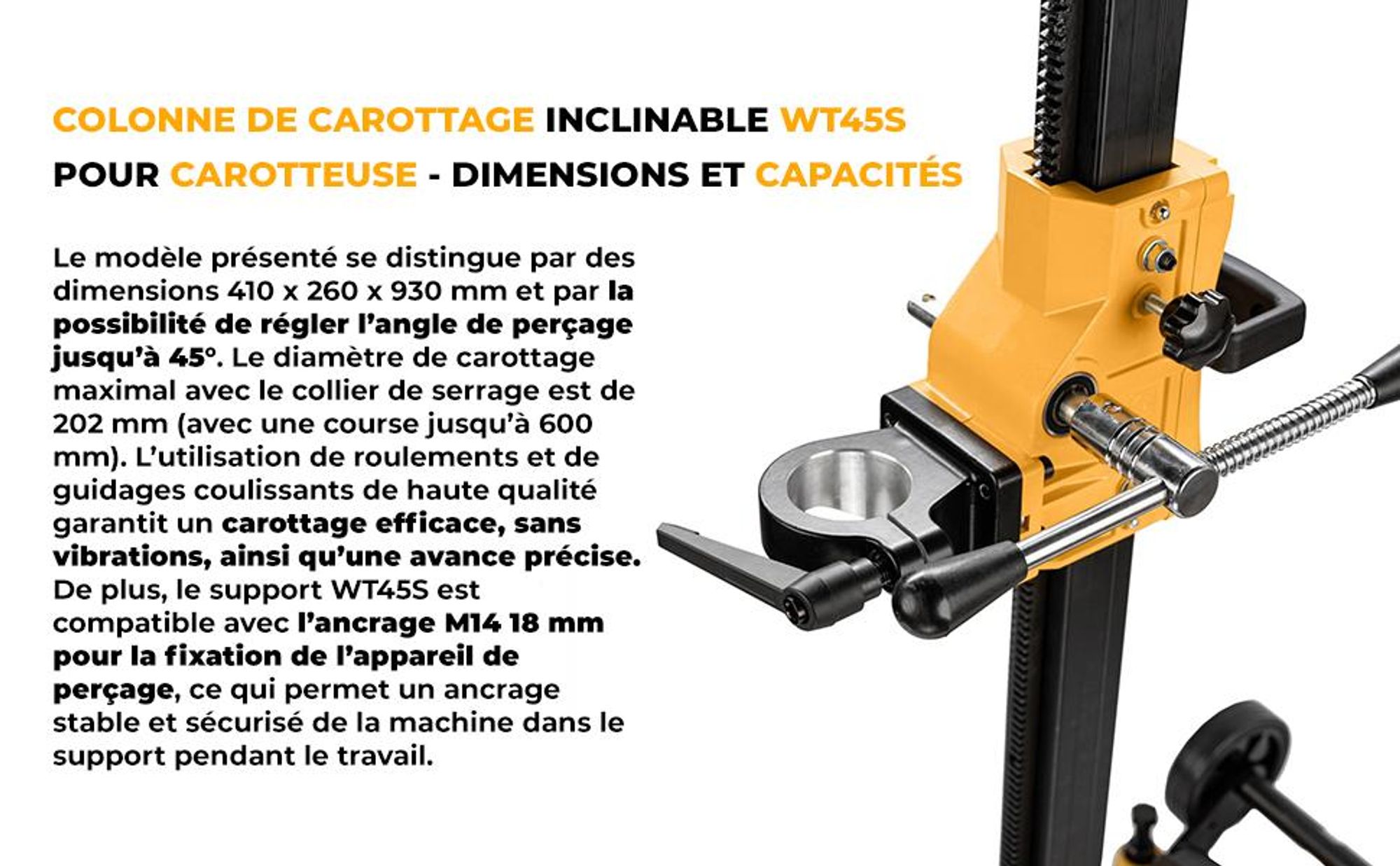 Support pour perceuse à diamant, support pour moteur de perceuse, support pour perceuse WT45S