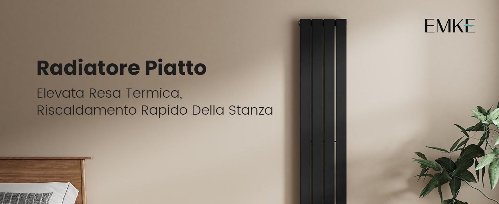 Radiatore EMKE Radiatore dal design piatto Radiatore a pannello Radiatore verticale monostrato Attacco centrale 160x30cm 501W Nero senza elemento riscaldante