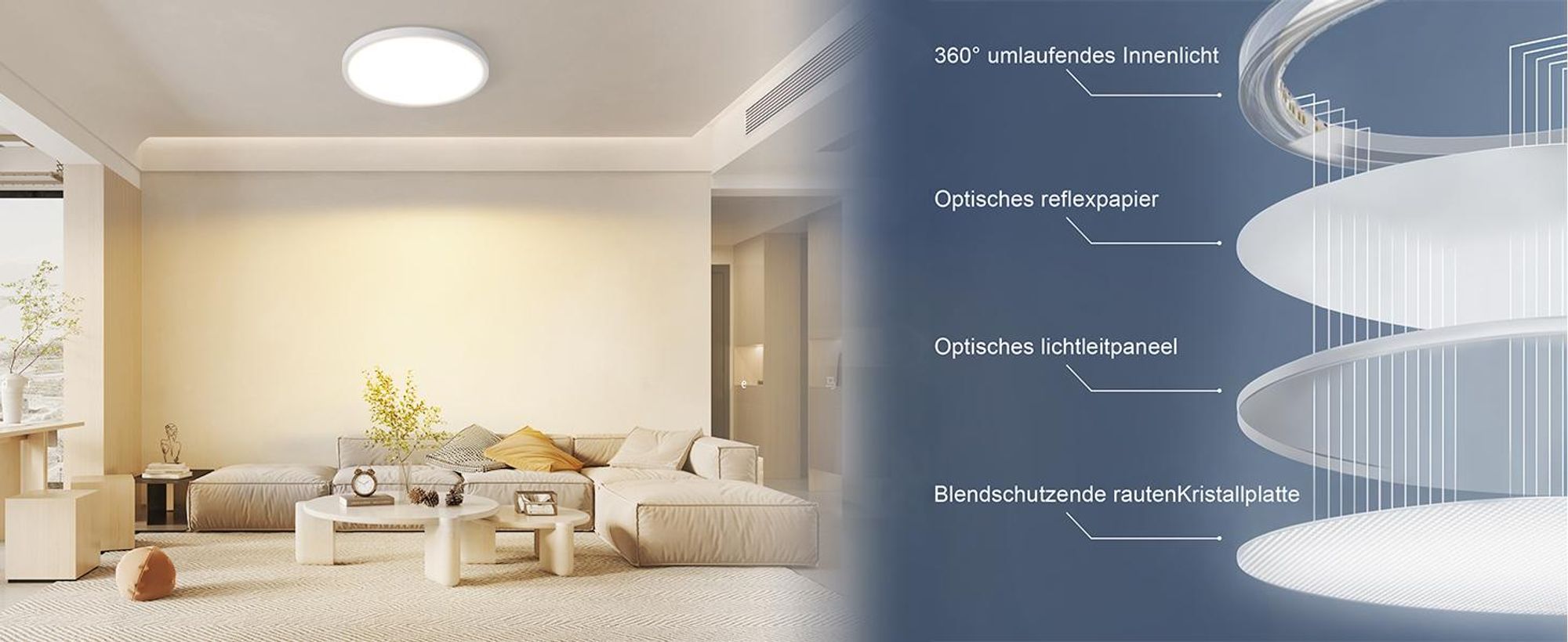 ZMH Deckenlampe LED Deckenleuchte Flach 18W Warmweiß Ø22cm Deckenbeleuchtung IP44 Küchenlampe Rund Weiß für Flur Küche Schalfzimmer Klassenzimmer