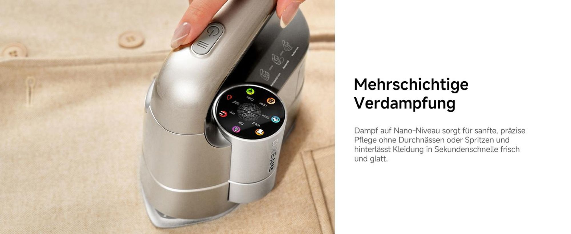 Dreame P7 Vertikaler Dampfbügeleisen, tragbares Bügeleisen, um 90 ° drehbares Dampfpanel, geeignet für alle Stoffe, Zuhause, Reisen, Zuhause und Büro