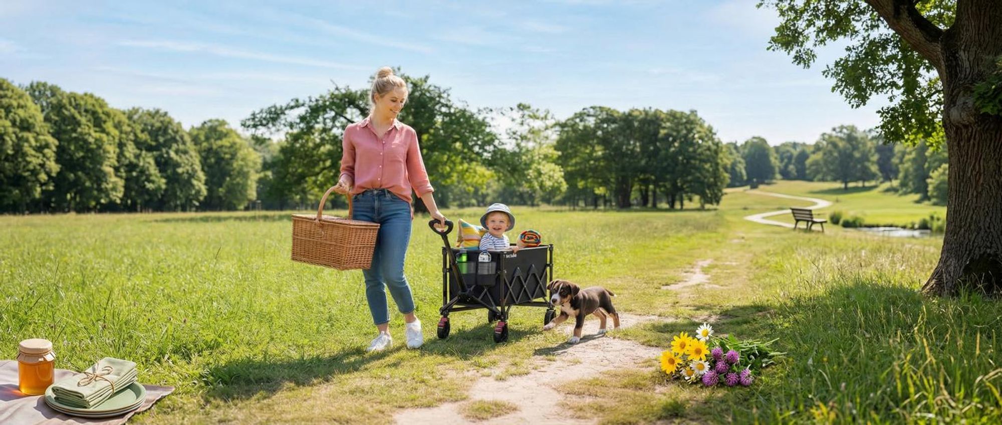 tectake® Bollerwagen RollRider inklusive Einlegeboden, Belastbarkeit 80 kg