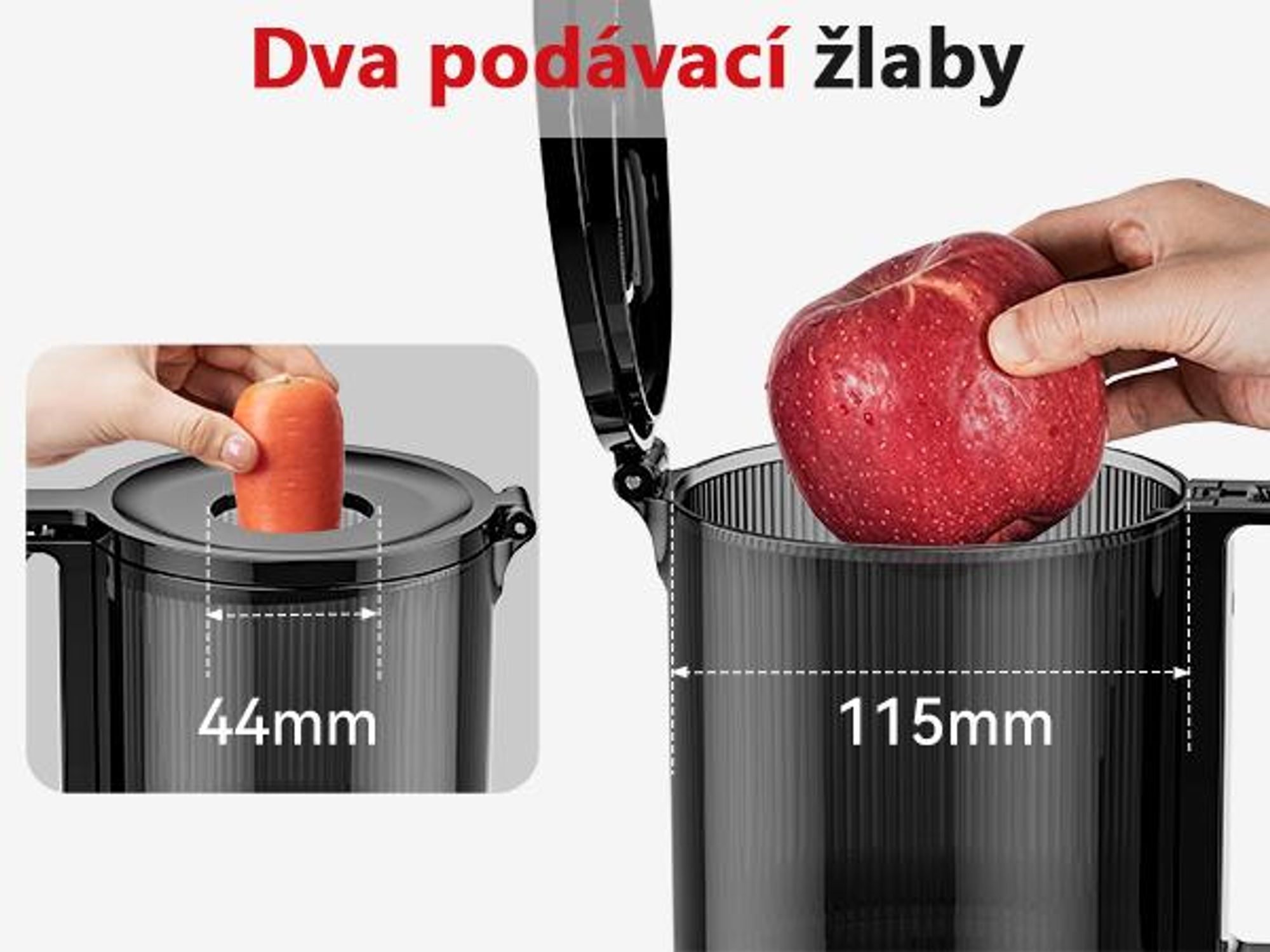 LINKChef SJ-051-EU-BL Pomalý odšťavňovač -  CE 200W Výkon 1.2L Velká kapacita Dva plnicí zásobníky Snadné čištění - černá