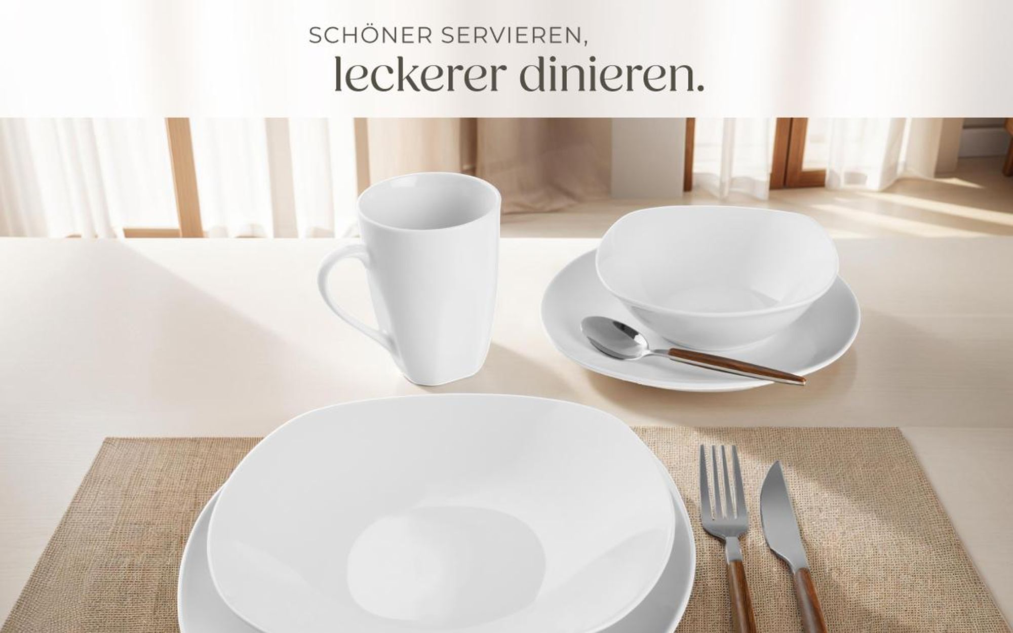 tectake® Kombiservice Salerno für 12 Personen ineinander stapelbar
