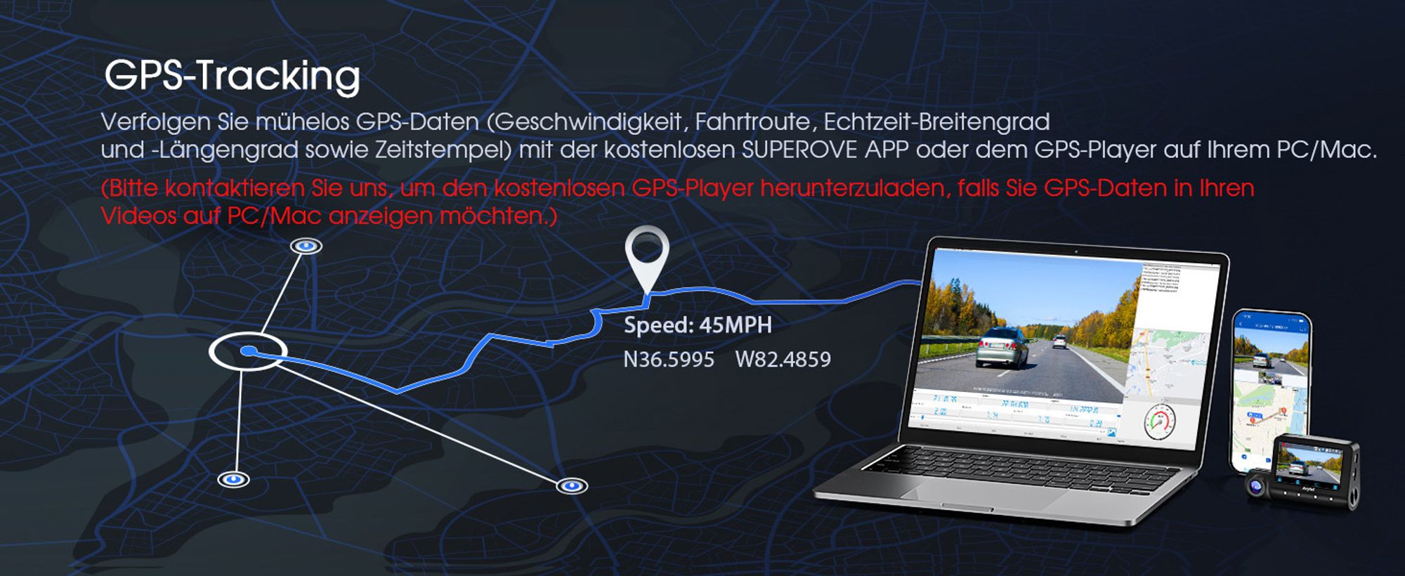5K 3-Kanal-Dashcam Auto Wi-Fi,GPS,3lens 4K+1080P+1080P Vorne Hinten Innen Autokamera