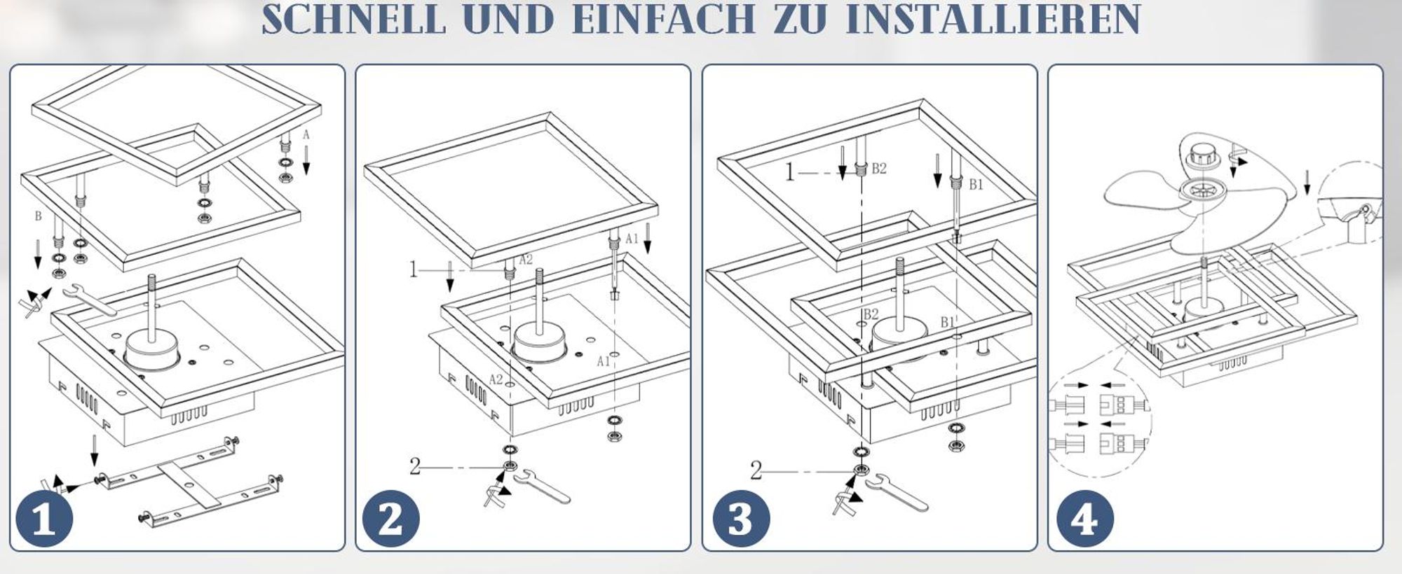 ZMH plafondventilator 37 cm met LED-verlichting, 6 snelheden, dimbaar, met afstandsbediening en timer, geschikt voor de woonkamer