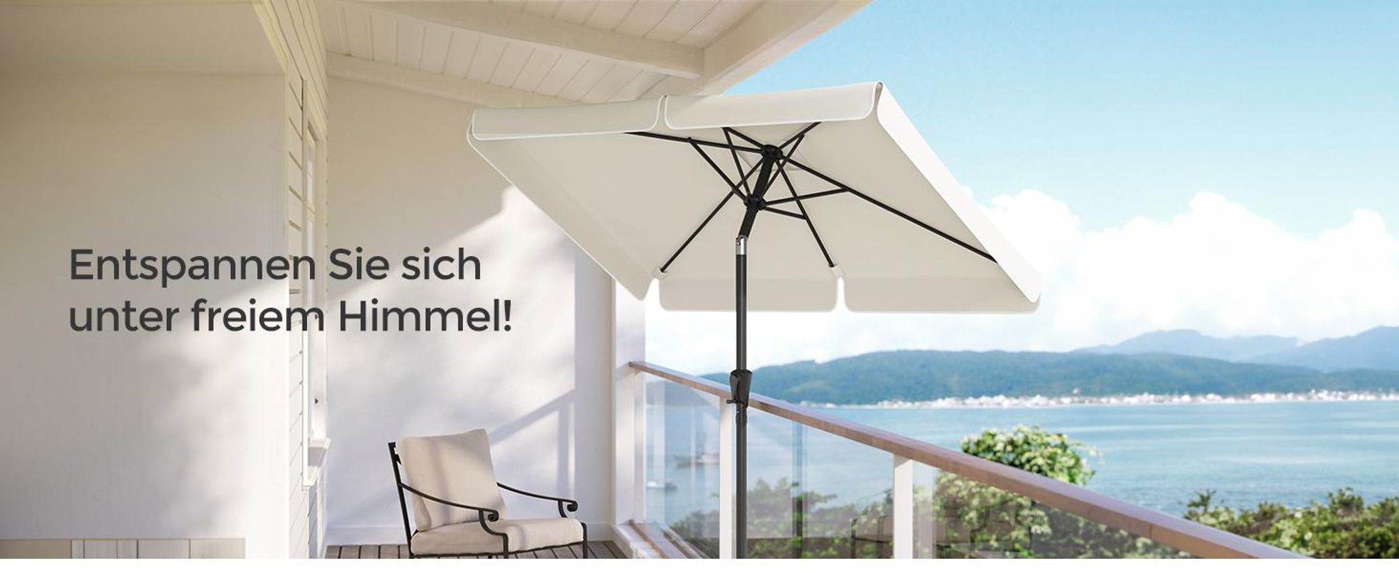 SONGMICS Sonnenschirm 300 x 200 cm, Sonnenschutz UPF 50+