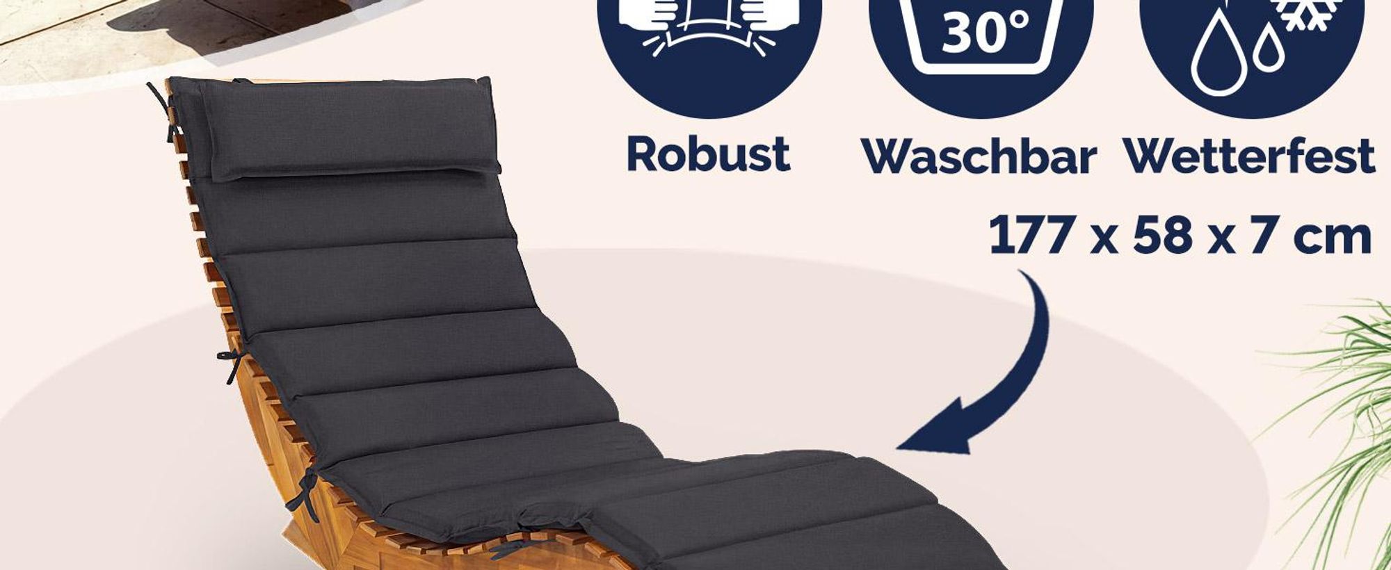 DETEX® Auflagenpolster passend für Schaukelliege, inkl. Kopfkissen