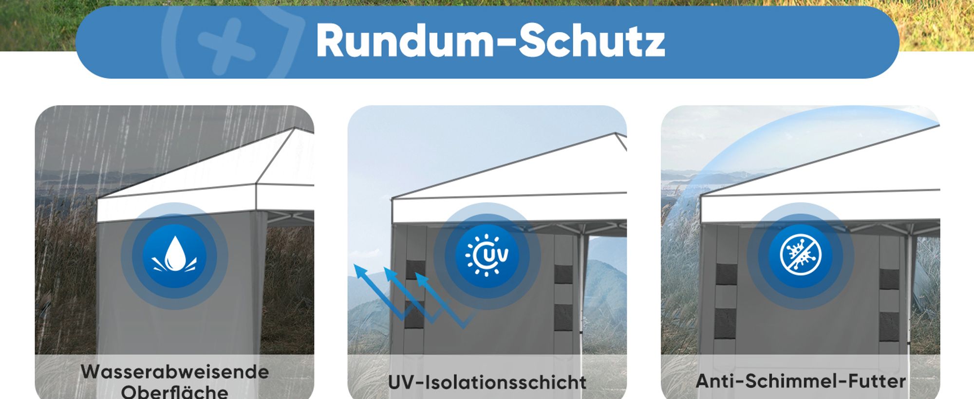 Sekey Seitenteil Multifunktionale seitenwand pavillon mit 6 Taschen, Grau