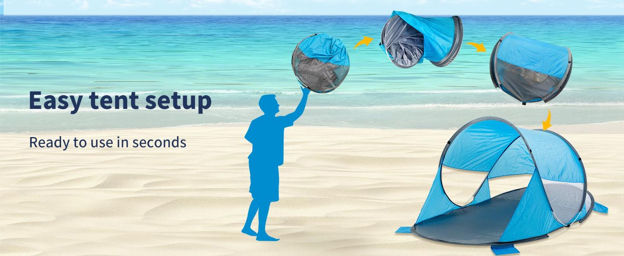 Duhome beach shell pop up beach tent počasí a ochrana soukromí hod stan přenosný UV40+ pavilon 3 osoby pro kempování piknik, světle modrý