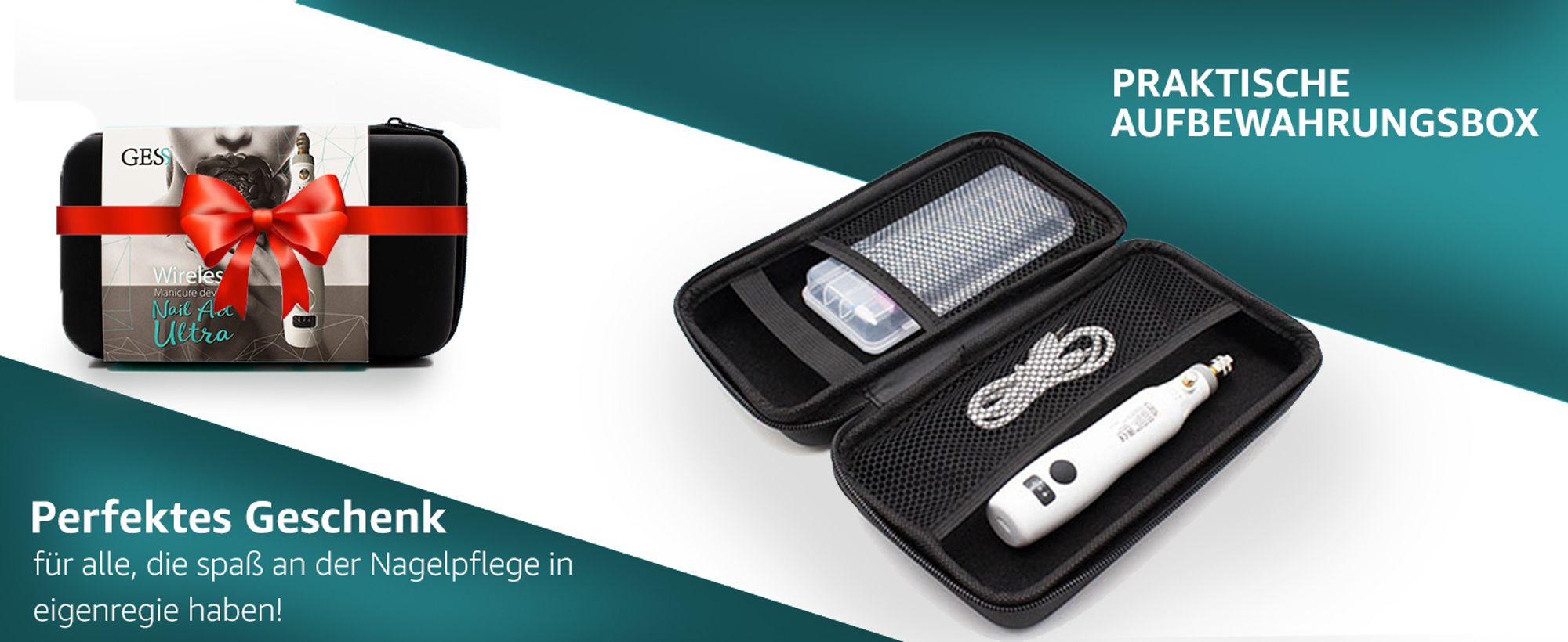 Professioneller elektrischer Nagelbohrer, Nagelbohrer, 12-in-1 , Akku – kabellos, GESS Nail Art Ultra