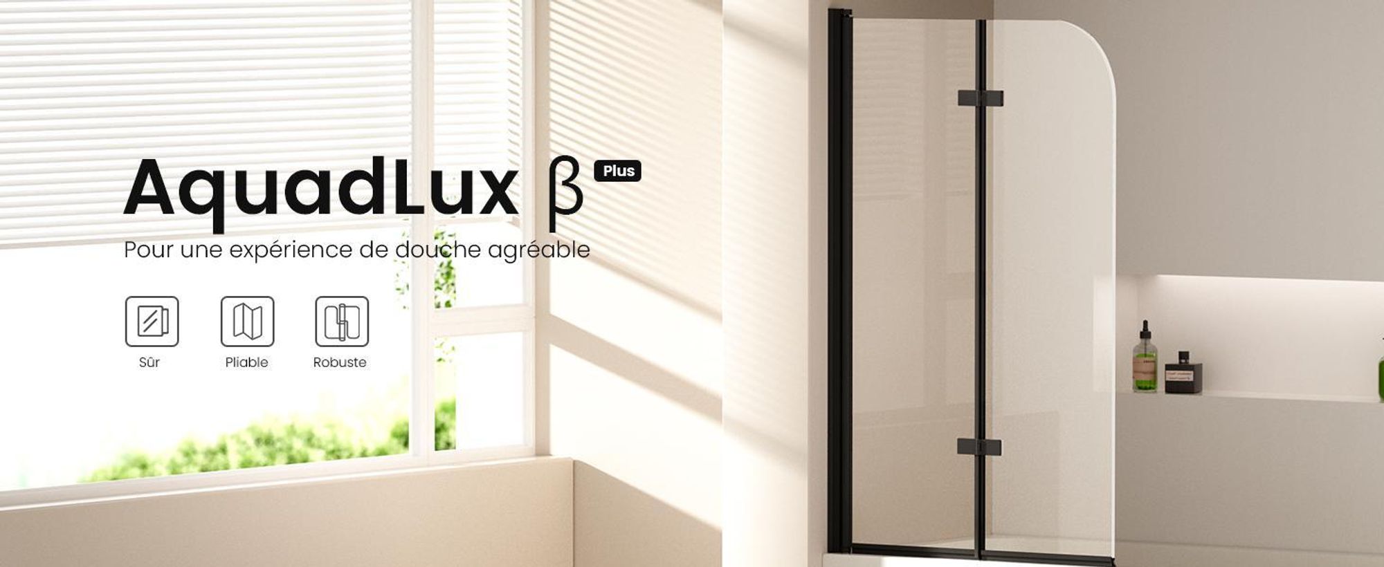 EMKE Paroi de douche 120x140cm, paroi de baignoire pliante, cadre noir mat, paroi de douche en NANO 6mm Easy Clean GLAS