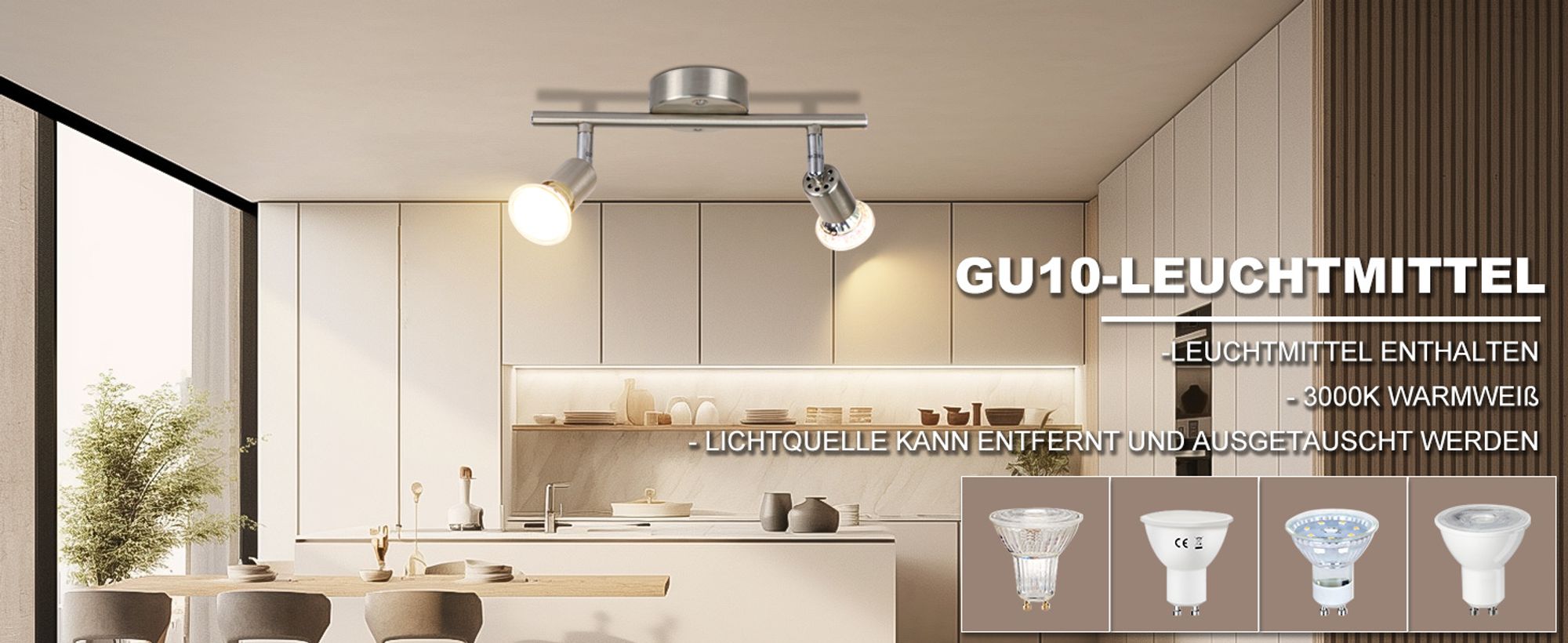 ZMH LED Deckenstrahler Schwenkbar GU10 Deckenleuchte Deckenspots 2 Flammig Wandleuchten Bad Deckenlampe Küchen Flur Schlafzimmer Leuchtmittel Enthalten
