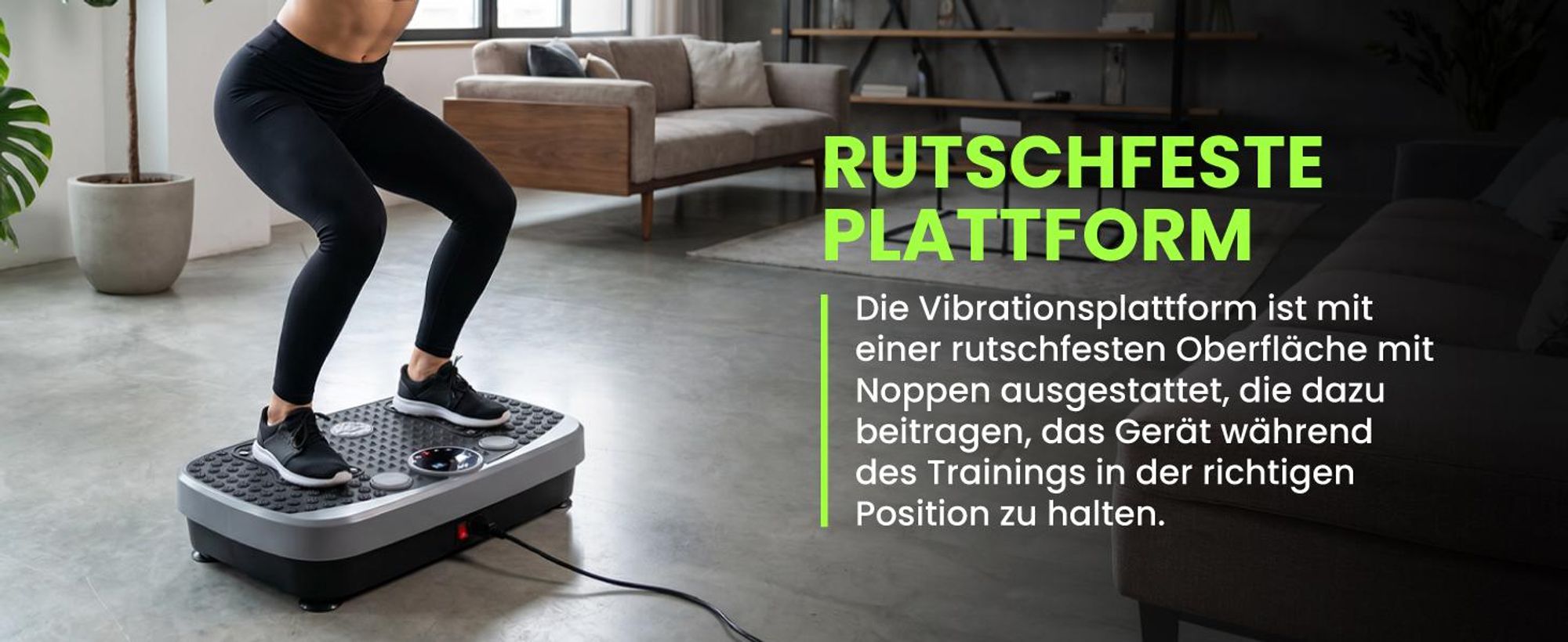Vibrationsplatte 150W Lautsprechern Fernbedienung Trainingsbändern 5 Automatikprogrammen bis 150 kg