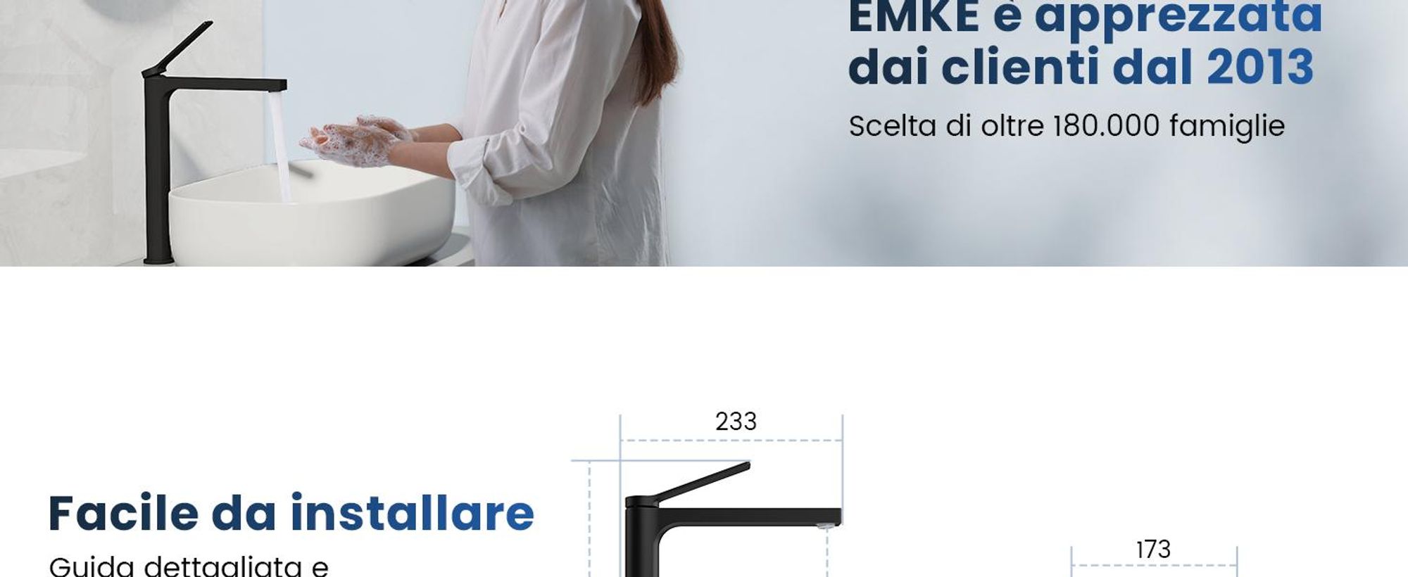 EMKE Rubinetto bagno nero opaco 335x233x46mm, ottone, cartuccia ceramica, miscelatore bagno, miscelatore lavabo, miscelatore lavabo