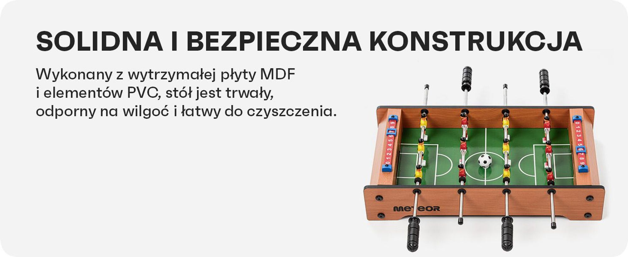 Stół do piłkarzyków Meteor Derby, mini piłkarzyki 51x31x9 cm