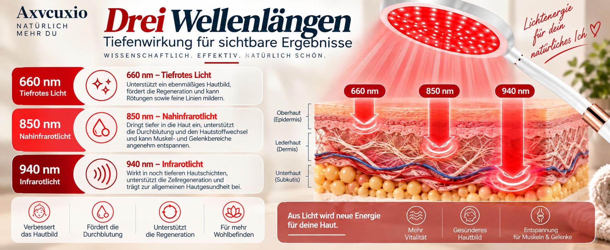 3-in-1 Rotlichtlampe,660nm rotem Licht & 850nm & 940nm Nahinfrarot-Lichttherapiegeräte mit Timer,10 Helligkeitsstufen,Höhenverstellbare LED-Nachtlampe